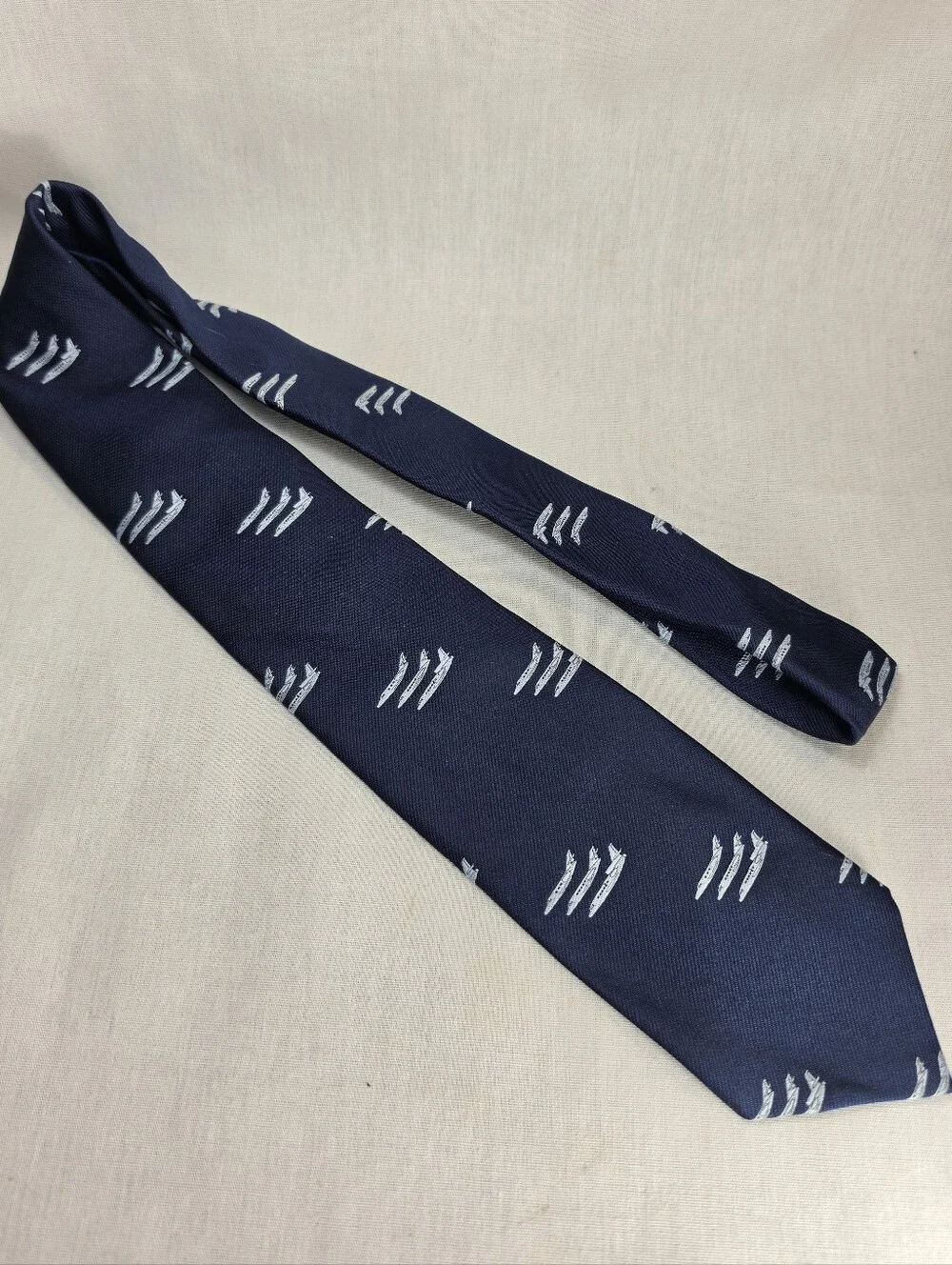 Men's Vintage Navy Airplane Pattern Silk Tie Executive Necktie